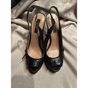 Ann Taylor Perfect Peeptoe Pump Swiftie
8.5 y2k Snakeskin Leather Slingback Heel